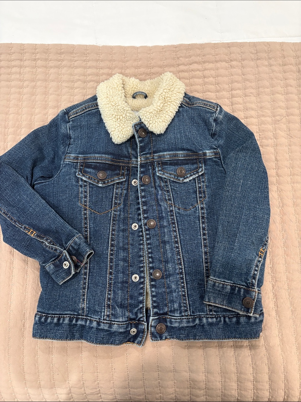 Old Navy Blue Denim Jacket with Cream Sherpa Lining